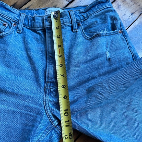 Abercrombie & Fitch 27/4S The 90’s Straight Ultra High Rise Jeans Ripped Blue - Picture 13 of 13